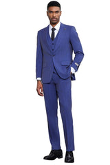 Men's Stacy Adams Modern Fit Vested Tonal Windowpane Plaid Suit in French Blue