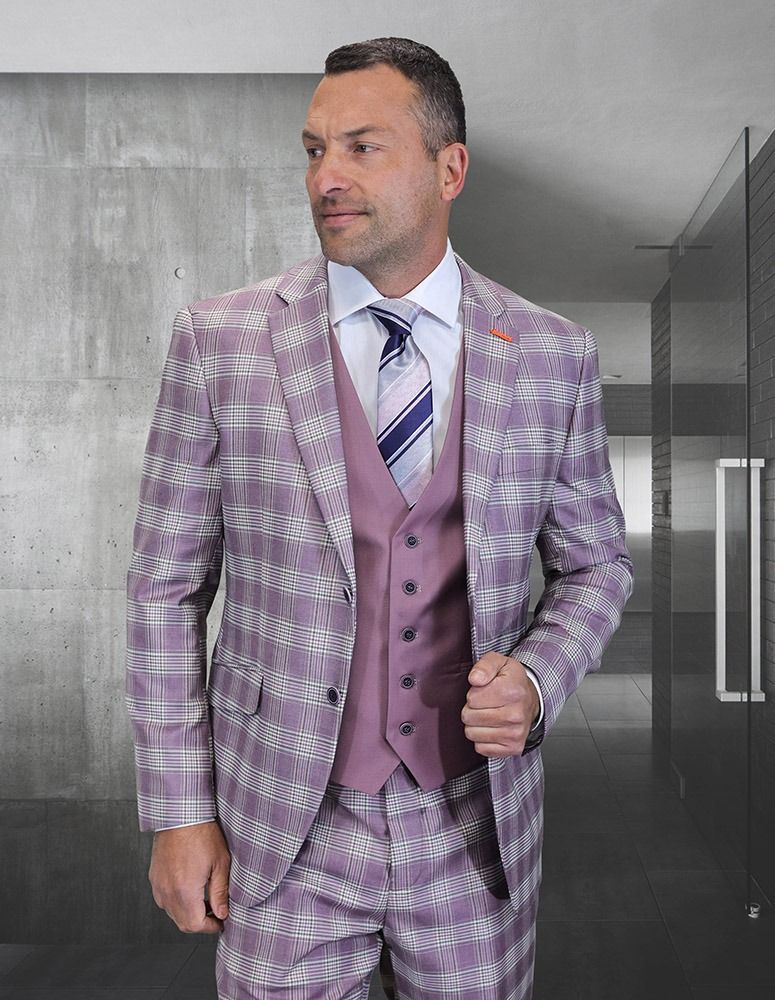 Statement Men's 3-Piece Modern Fit Suit – 100% Wool with Matching Solid Color Vest 2 ZILONI-2-GRAY-34S  - from alligatorwarehouse.com