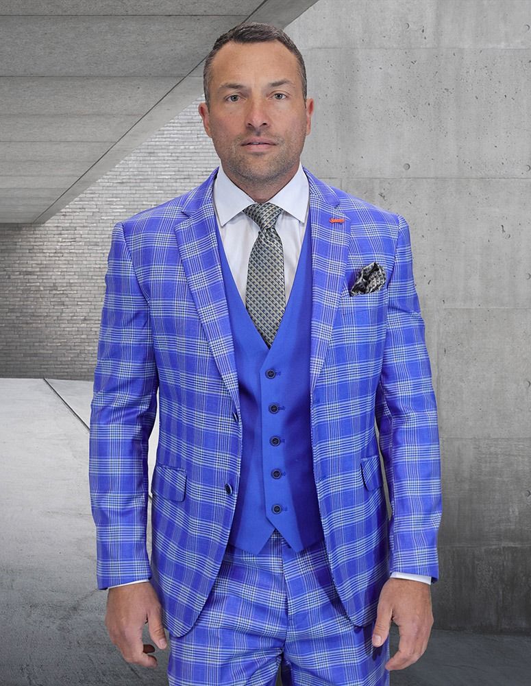 Statement Men's 3-Piece Modern Fit Suit – 100% Wool with Matching Solid Color Vest 3 ZILONI-2-GRAY-34S  - from alligatorwarehouse.com