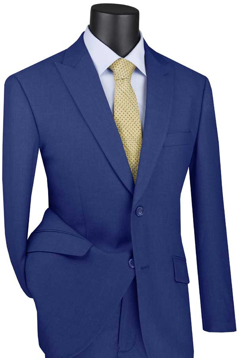 Mens 2 Button Modern Fit Peak Lapel Suit in Blue 1 SO1M2TR_BLUE_36S  - from alligatorwarehouse.com