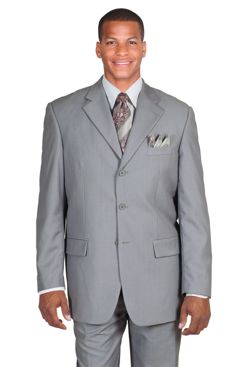 Mens 3 Button Polyester Fashion Suit in Grey
