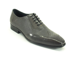 Mens Carrucci Caviar Leather Wingtip Dress Shoe in Cognac