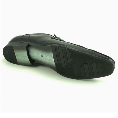 Mens Leather Slip On Dress Shoe Loafer in Black