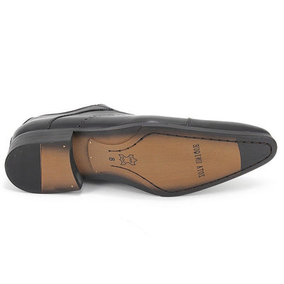 Mens Leather Oxford Lace Up Dress Shoe in Black