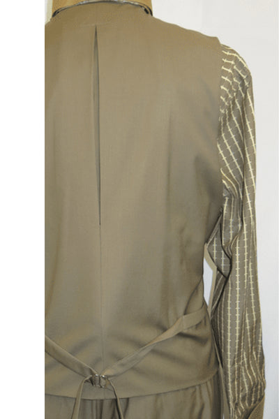 Mens 4 Button Double Breasted Vest Suit in Tan