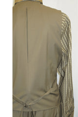 Mens 4 Button Double Breasted Vest Suit in Tan