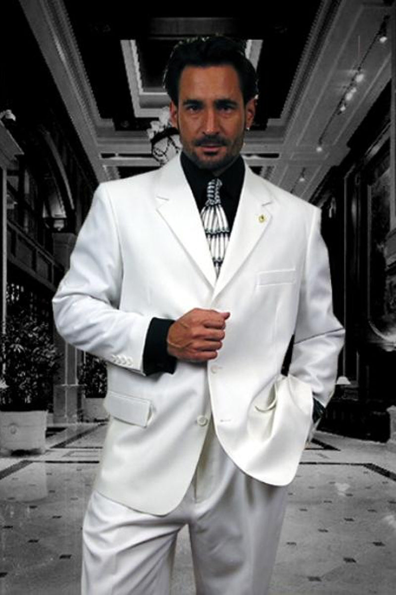 Mens Classic 3 button 2 Piece Suit in White
