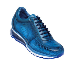 Mens Belvedere Todd Genuine Ostrich Leg Sneaker in Ocean Blue