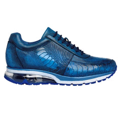 Mens Belvedere Todd Genuine Ostrich Leg Sneaker in Ocean Blue