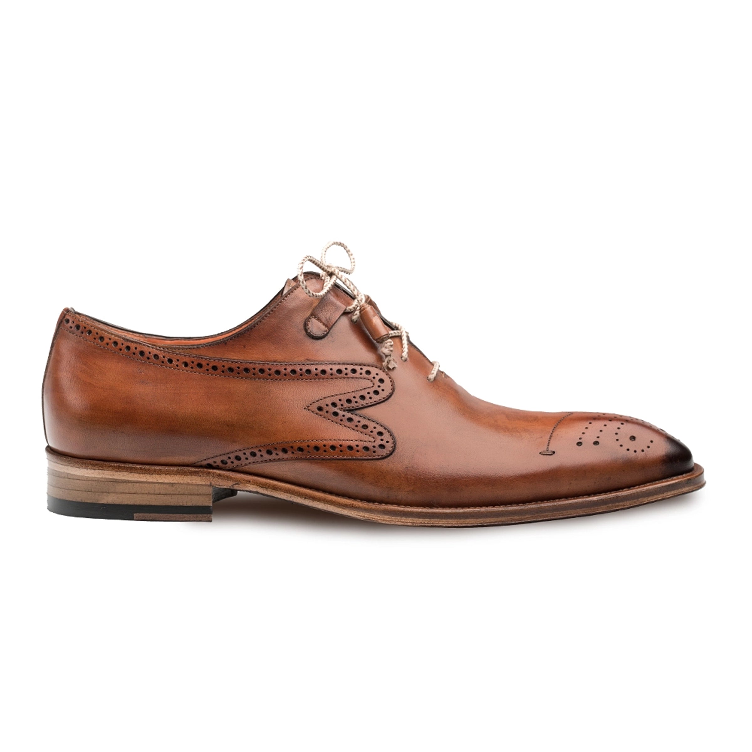 Mens Mezlan Malcolm Calfskin Plain Toe Blucher Dress Shoe in Tan 1   - from alligatorwarehouse.com