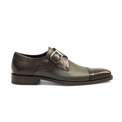 Mens Mezlan Phoenix Monk Strap Deerskin Cap Toe Dress Shoe in Black - LAST CALL 14