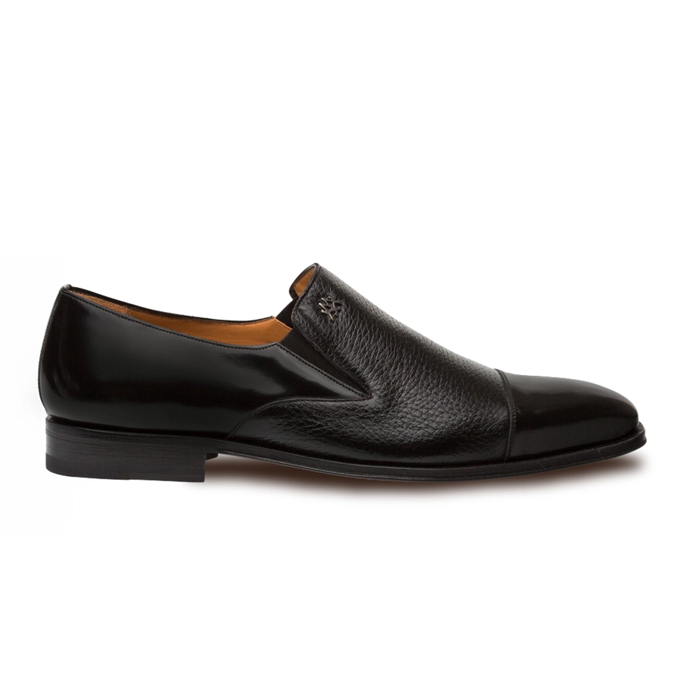 Mens Mezlan Milani Calf & Deerskin Cap Toe Slip on Loafer Dress Shoe in Black 1   - from alligatorwarehouse.com