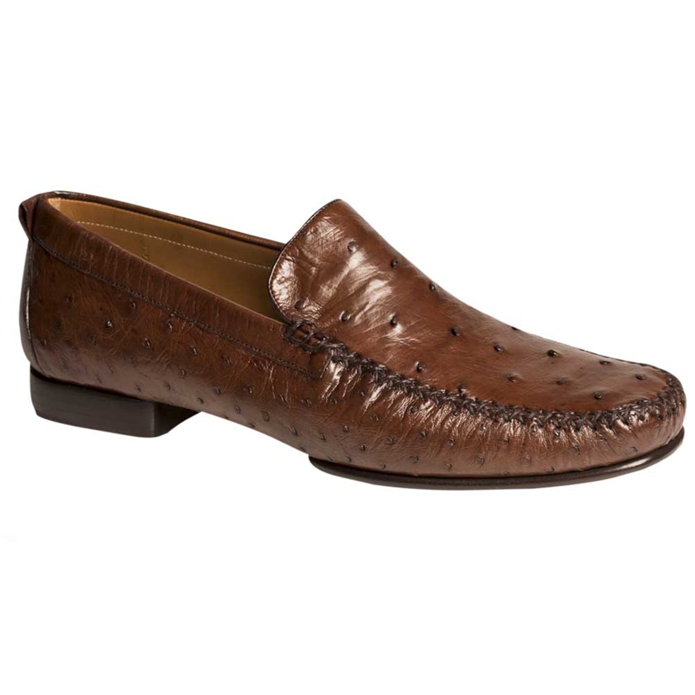 Mens Mezlan Rollini Ostrich Quill  Dress Shoe Loafer in Brown 1   - from alligatorwarehouse.com