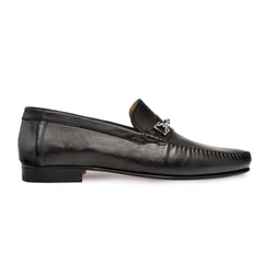 Mens Mezlan Brussels Metal Ornament Calfskin Loafer Dress Shoe in Tan