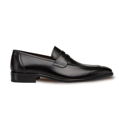 Mens Mezlan Classic Calfskin Slip on Penny Loafer Dress Shoe in Black
