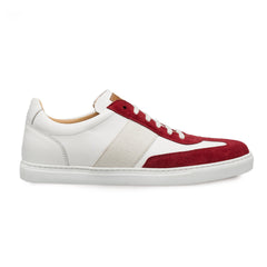 Mens Mezlan Wyatt Two Tone Calfskin & Suede Sneaker in White & Grey
