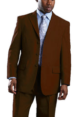Mens 3 Button Polyester Fashion Suit in Brown