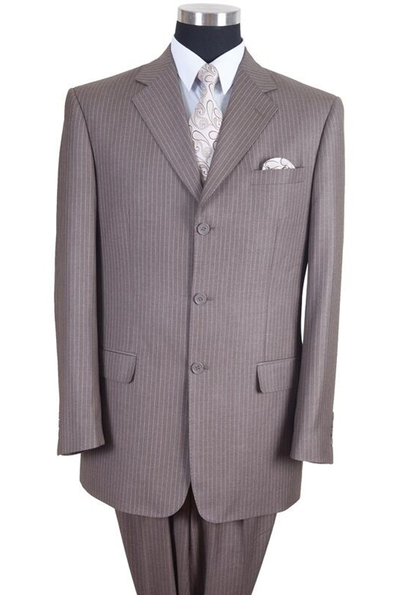 Mens Classic Fit 3 Button 2PC Pinstripe Suit inTan 1 58021-Tan-38R  - from alligatorwarehouse.com