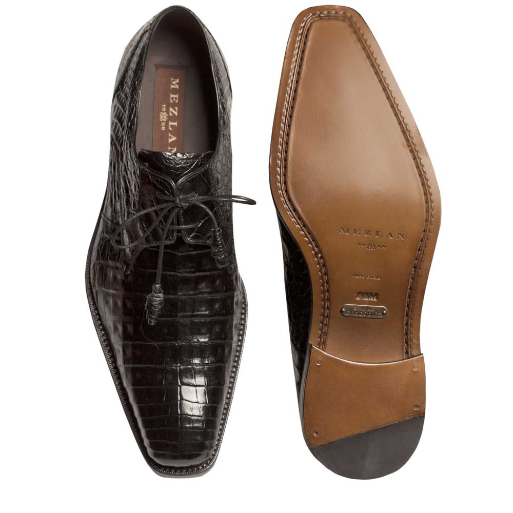 Mens Mezlan Anderson Caiman Crocodile Dress Shoe in Black 2   - from alligatorwarehouse.com