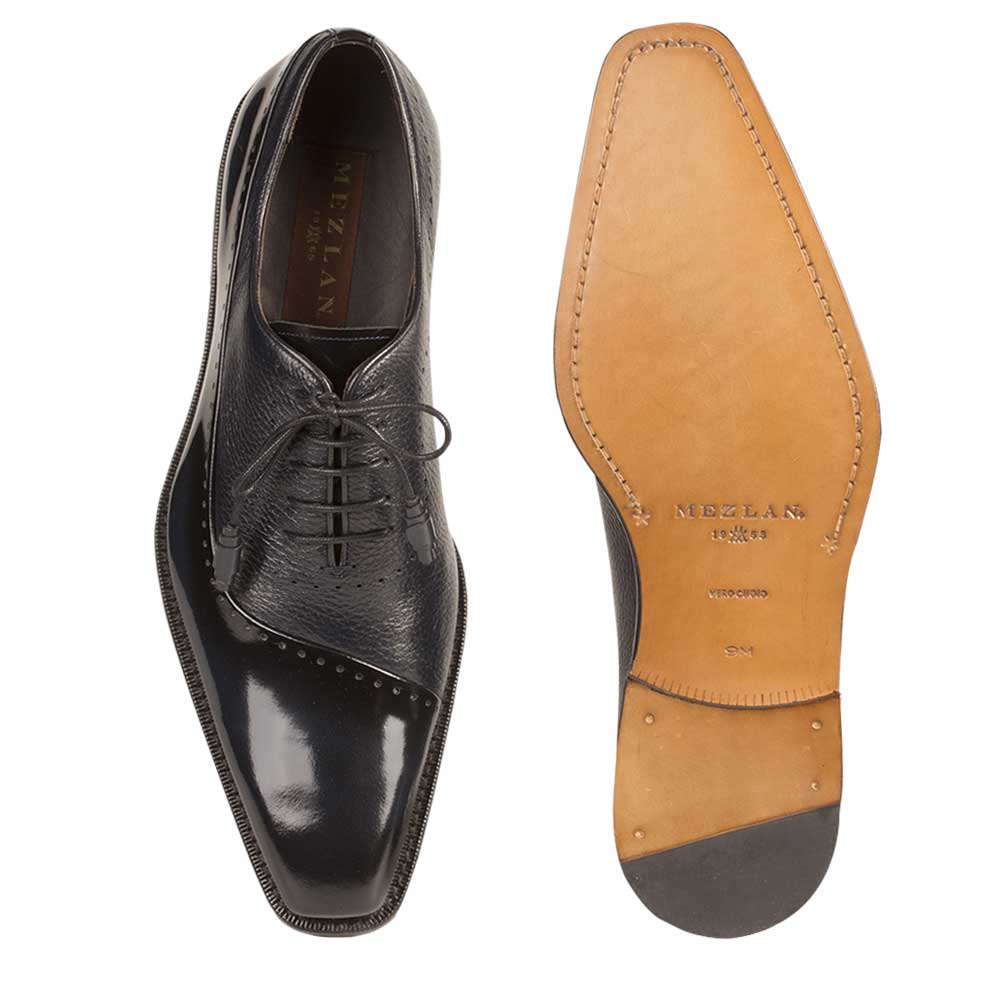Mens Mezlan Postdam Calfskin Oxford Dress Shoe in Navy 2   - from alligatorwarehouse.com