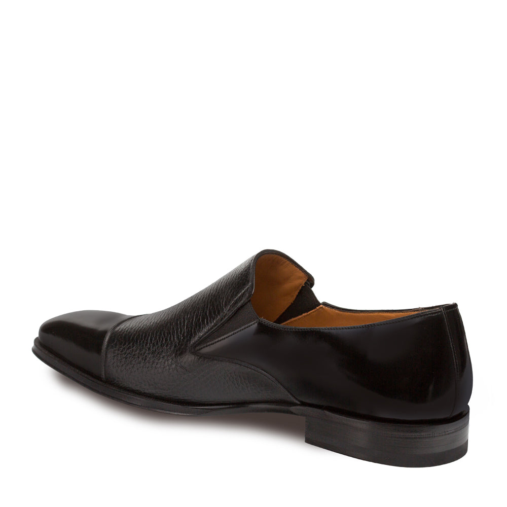 Mens Mezlan Milani Calf & Deerskin Cap Toe Slip on Loafer Dress Shoe in Black 3   - from alligatorwarehouse.com