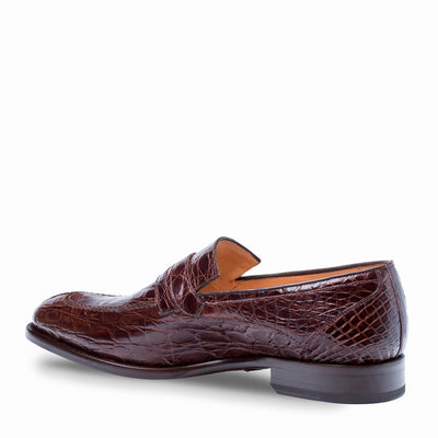 Mens Mezlan Bixby Caiman Crocodile Penny Loafer Dress Shoe in Brown 3   - from alligatorwarehouse.com