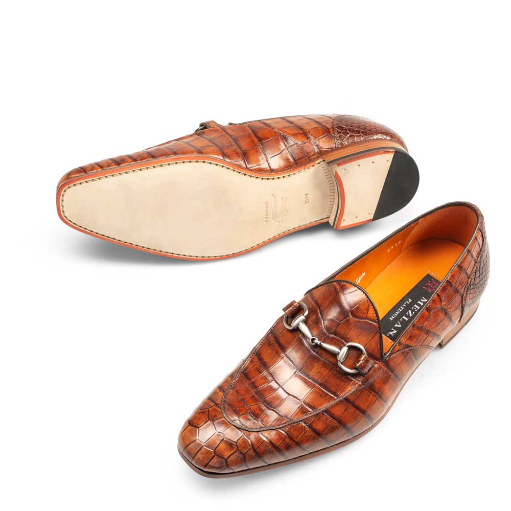 Mens Mezlan Borgese Alligator Dress Shoe Loafer in Cognac Mens Mezlan Borgese Alligator Dress Shoe Loafer in Cognac