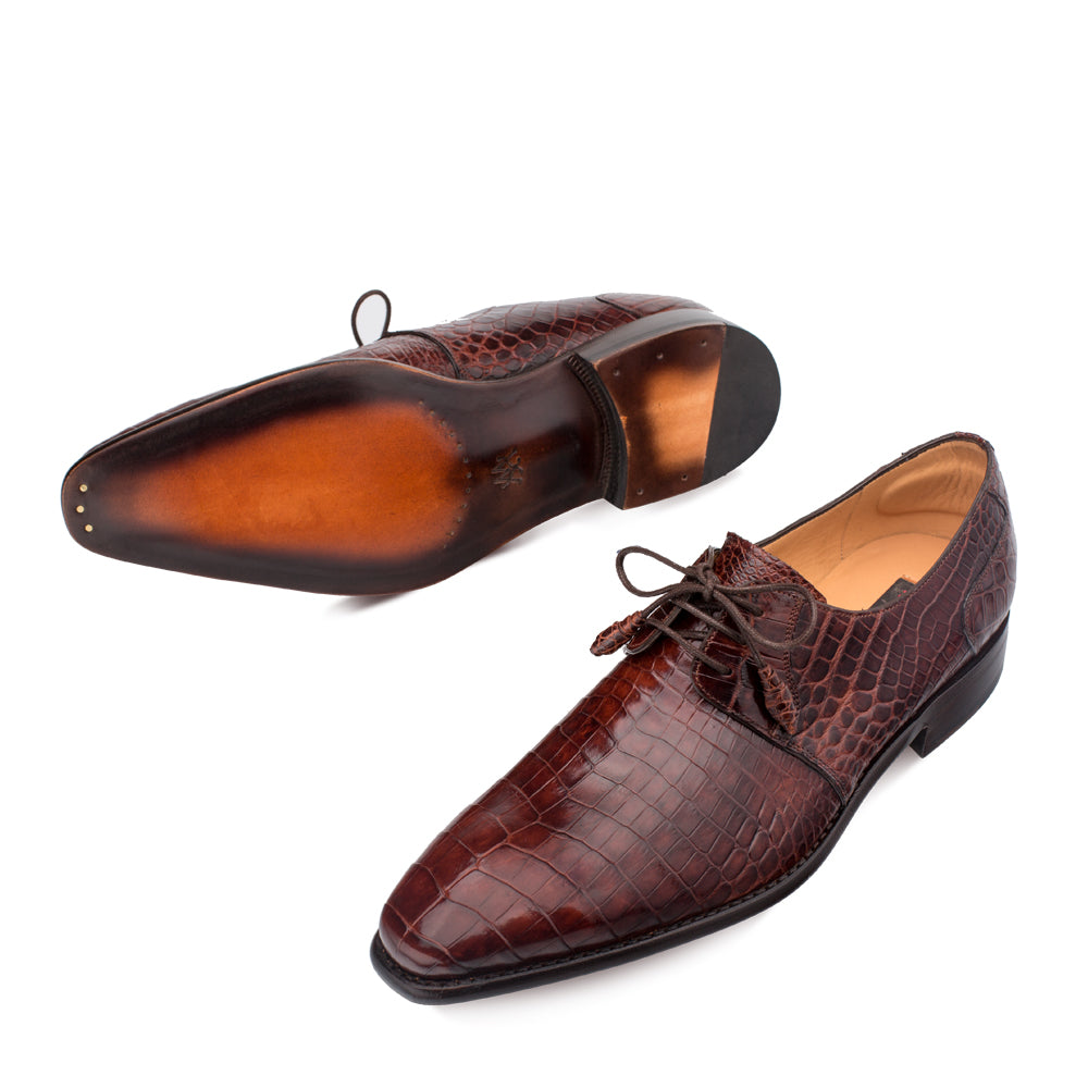 Mens Mezlan Moscow Alligator Dress Shoe in Brown 2   - from alligatorwarehouse.com