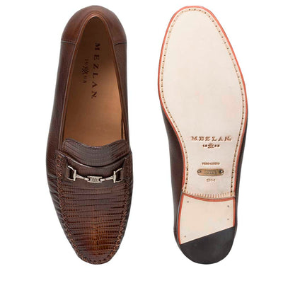 Mens Mezlan Lizard Moccasin Loafer Dress Shoe in Cognac