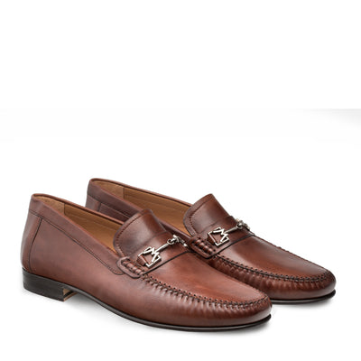 Mens Mezlan Brussels Metal Ornament Calfskin Loafer Dress Shoe in Tan 4   - from alligatorwarehouse.com