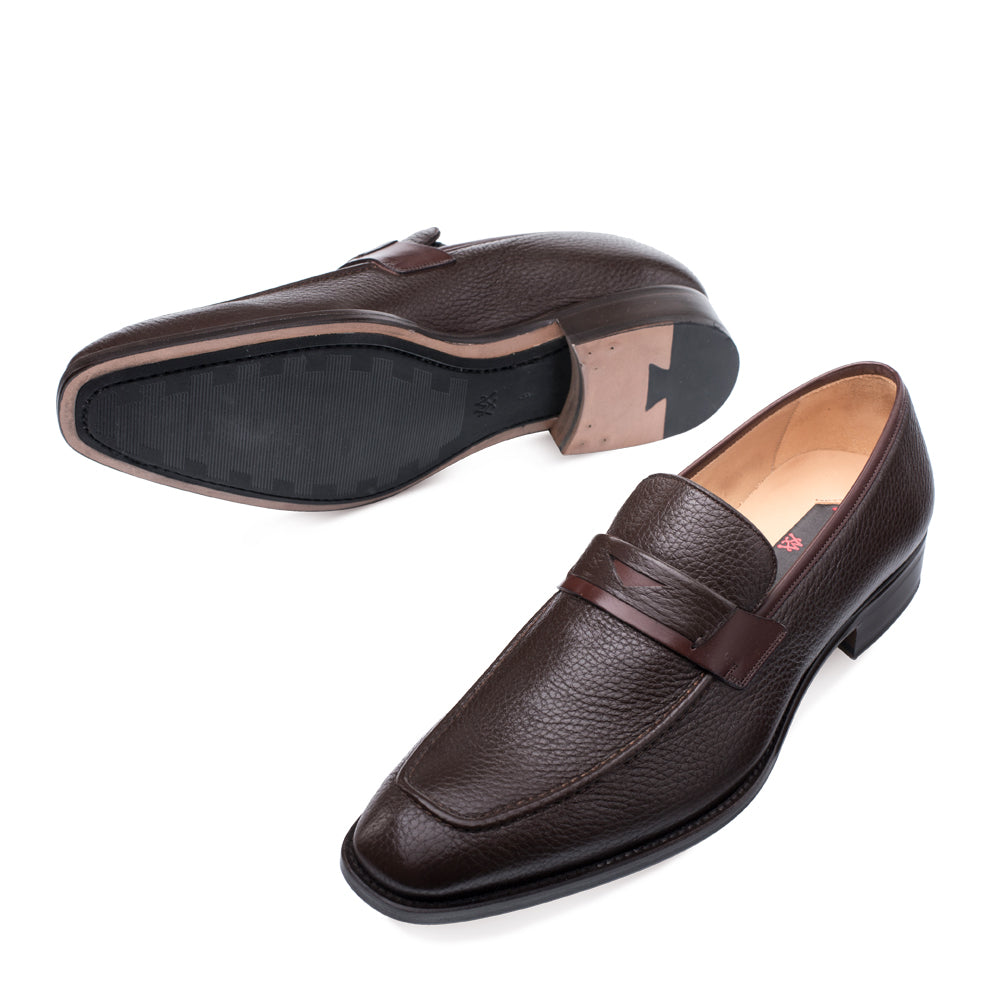 Mens Mezlan Elche Calf & Deer Penny Loafer Dress Shoe in Brown Mens Mezlan Elche Calf & Deer Penny Loafer Dress Shoe in Brown