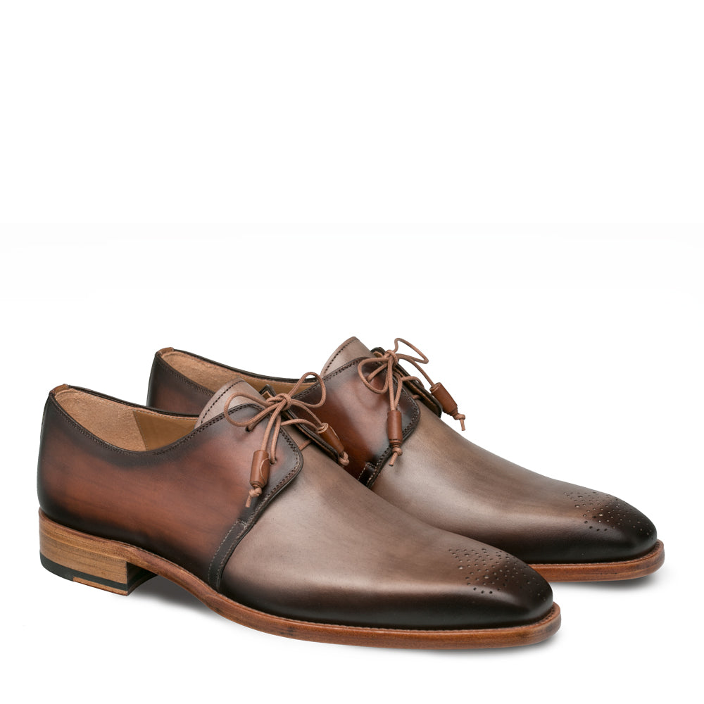 Mens Mezlan Montes Calfskin Two Tone Dress Shoe in Taupe & Cognac 4   - from alligatorwarehouse.com