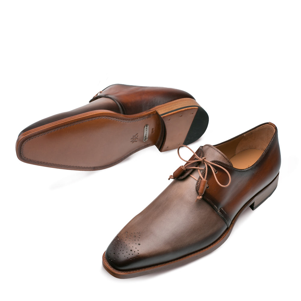 Mens Mezlan Montes Calfskin Two Tone Dress Shoe in Taupe & Cognac 2   - from alligatorwarehouse.com