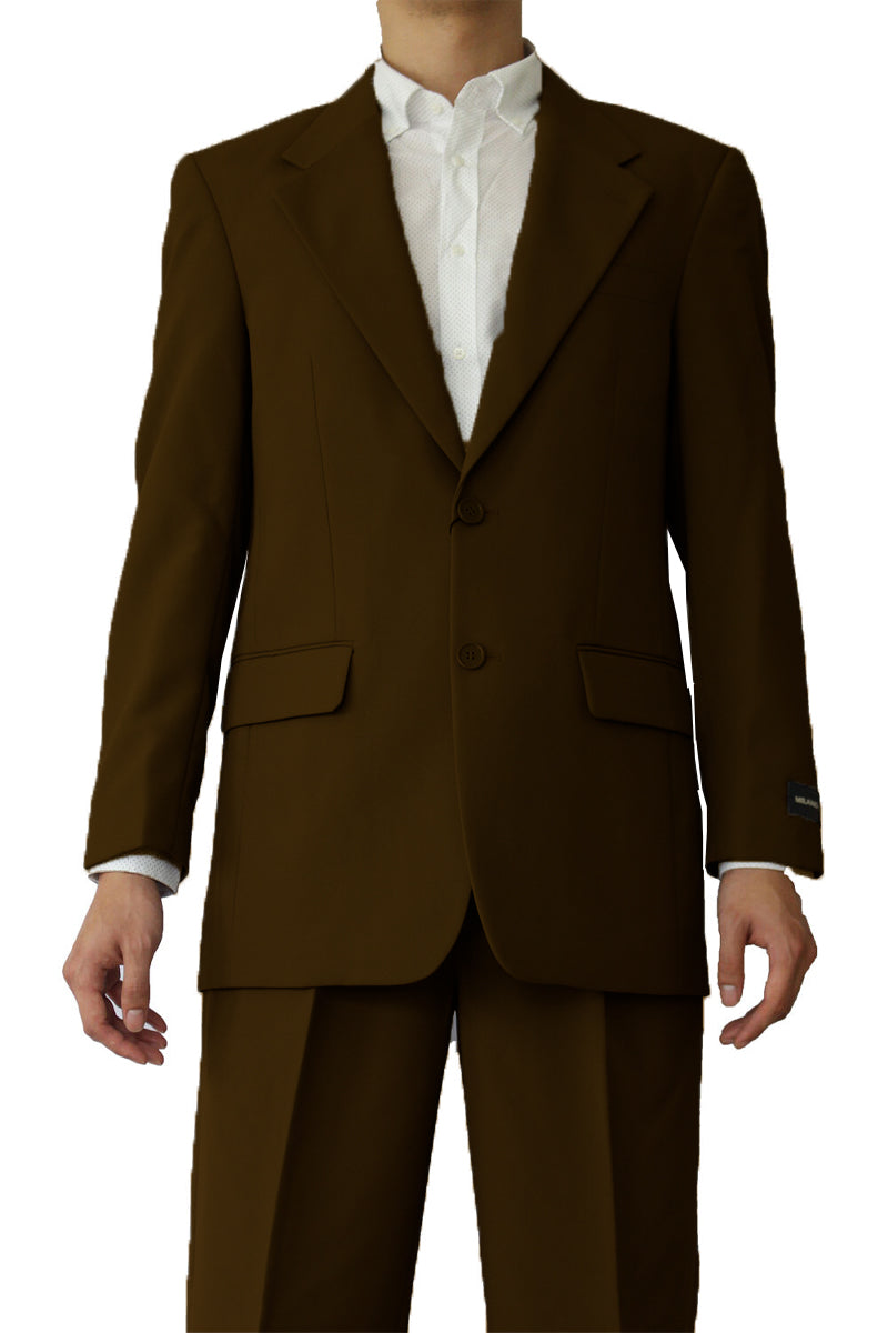 Mens 2 Button Polyester Fashion Suit in Brown