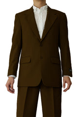 Mens 2 Button Polyester Fashion Suit in Brown