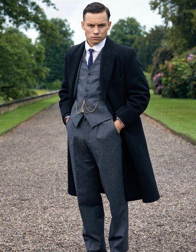 Mens Michael Gray Vested Suit & Black Overcoat Costume 1 M5-8641  - from alligatorwarehouse.com