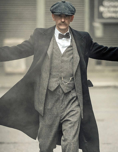 Mens Costume Arthur Shelby Vested Grey Suit with Black Overcoat & Hat 1 1T-3946  - from alligatorwarehouse.com