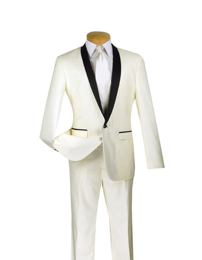 Ivory & Black Shawl Tuxedo - Mens Slim Fitted Tuxedo 1 GD-4144  - from alligatorwarehouse.com