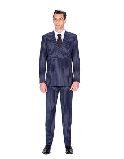 Double Breasted Navy Stripe Suit 1 57-1202  - from alligatorwarehouse.com