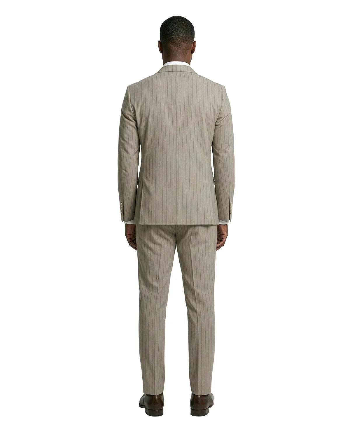 Men's Khaki Pinstripe Double Breasted Suit