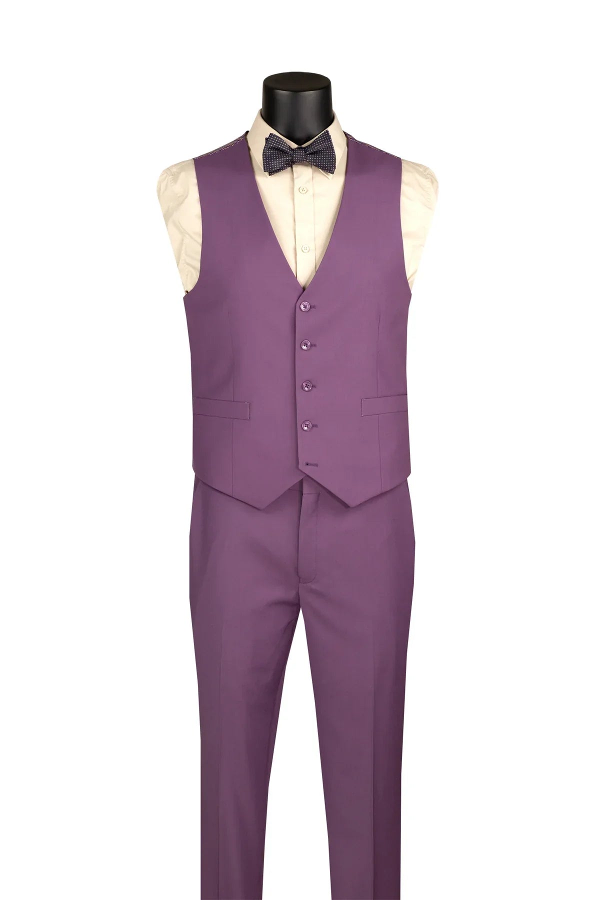 Men's Vintage Violet Solid Three Piece Suit