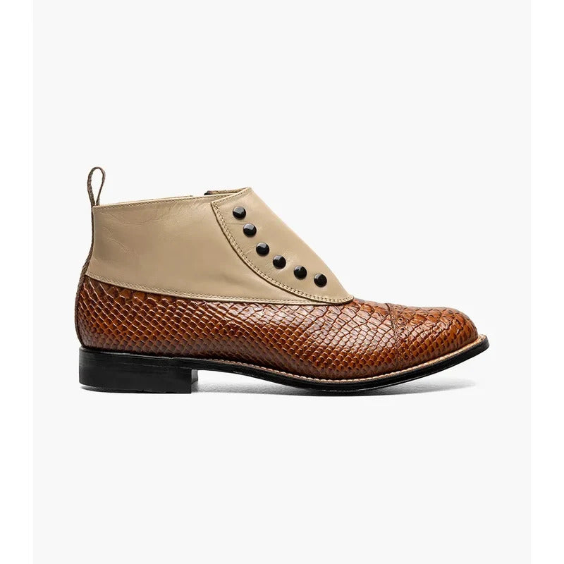 Stacy Adams Madison Spectator Spat Demi Boot Two Tone Tan Multi 00109-238