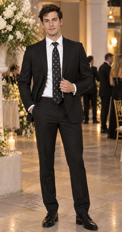 Apollo King Black Poplin Suit - Modern Fit Two-Button