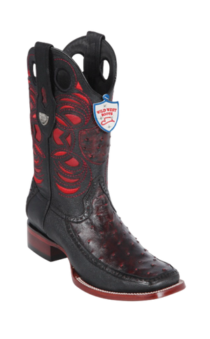 Wild West Botas de Avestruz Horma Dubai Toe Black Cherry