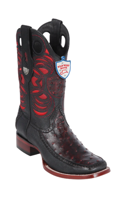 Wild West Botas de Avestruz Horma Dubai Toe Black Cherry 1   - from alligatorwarehouse.com