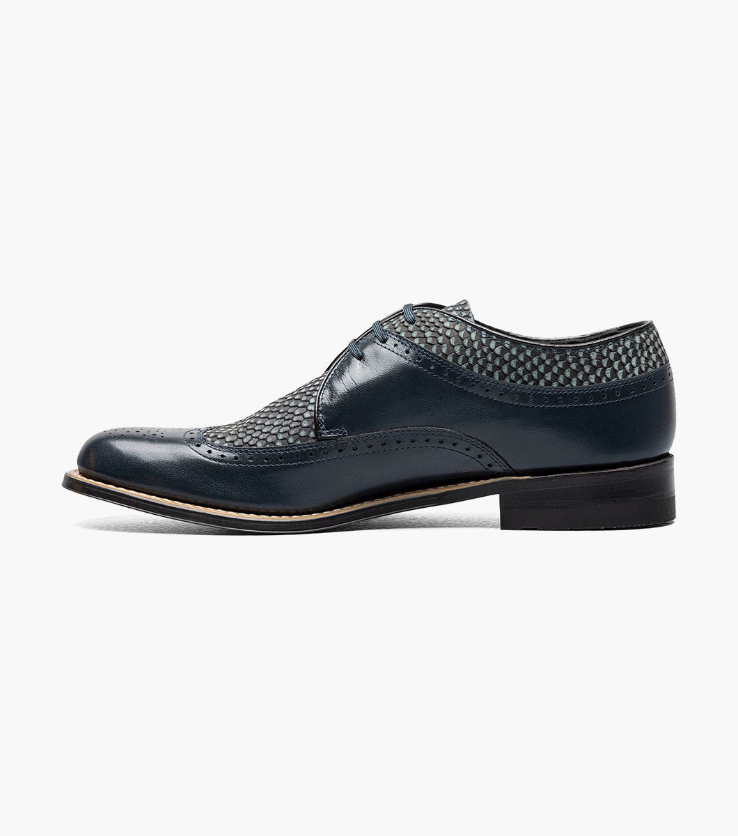 Stacy Adams DAYTON Python Print Wingtip Oxford Navy by Stacy Adams Shoes