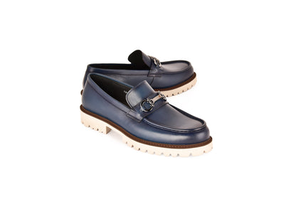 C0001202-7887 loafer with silver buckle-Blue