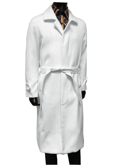 Mens Belted Wool Topcoat Off White Alberto Belt Overcoat