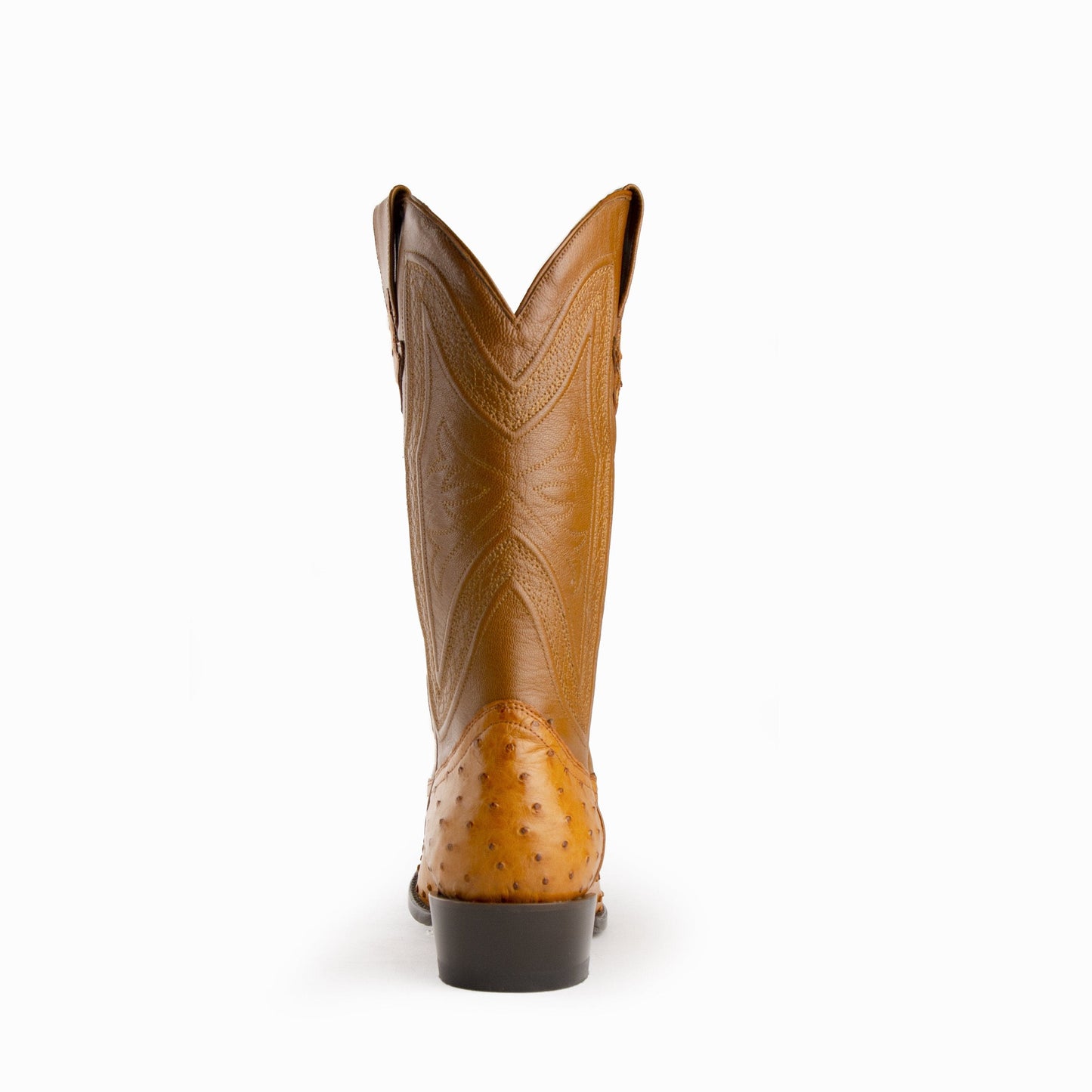 Ferrini Colt Ostrich Quill Medium Round Toe Cowboy Boot in Cognac