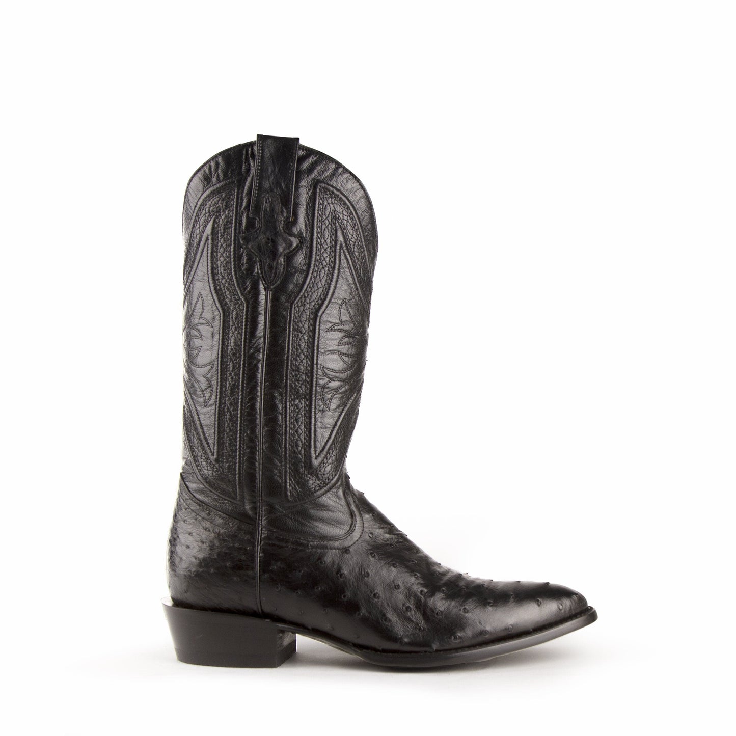 Ferrini Colt Ostrich Quill Medium Round Toe Cowboy Boot in Black